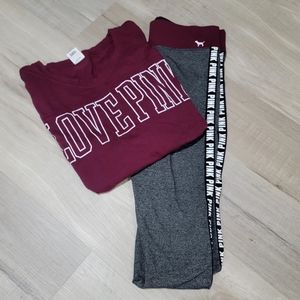 Pink by VS Top and Yoga Pant Set